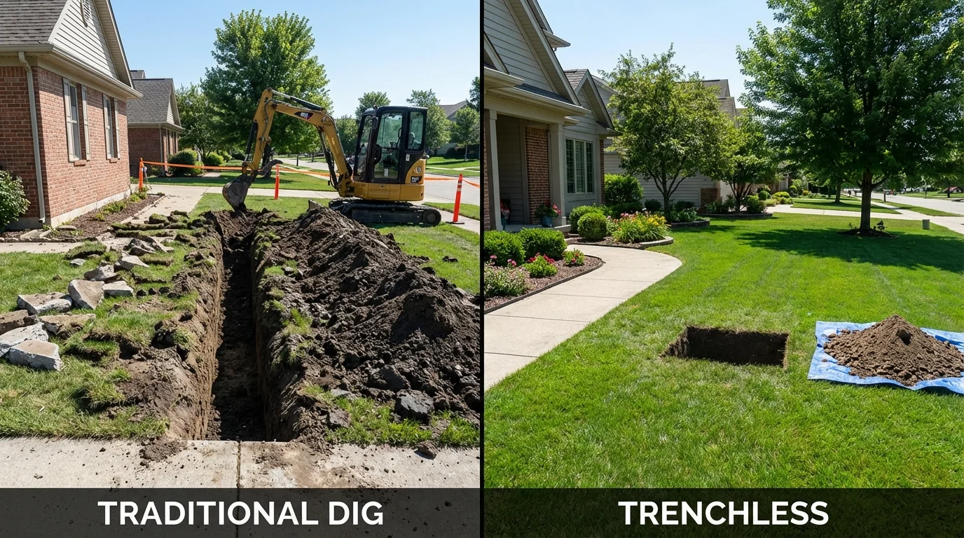 Trenchless sewer repair with minimal yard damage versus traditional excavation in Columbia, SC